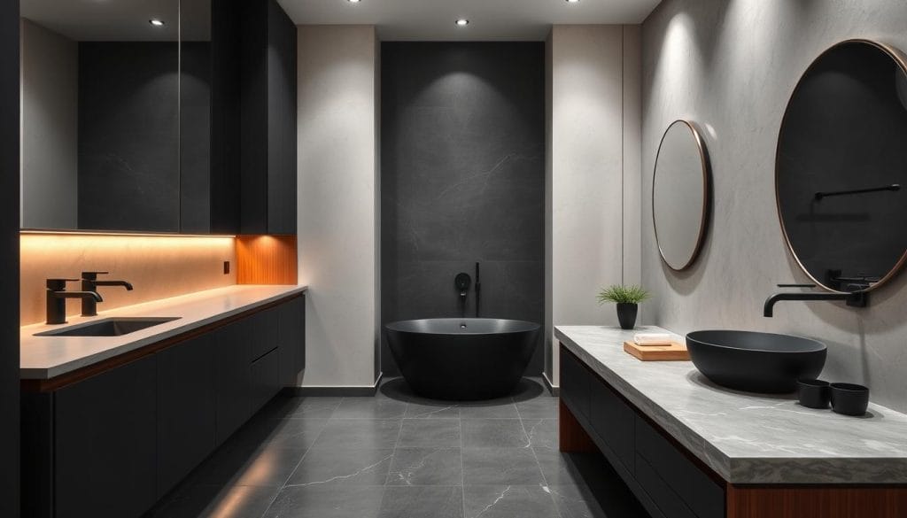 modern finishes and textures in bathroom design